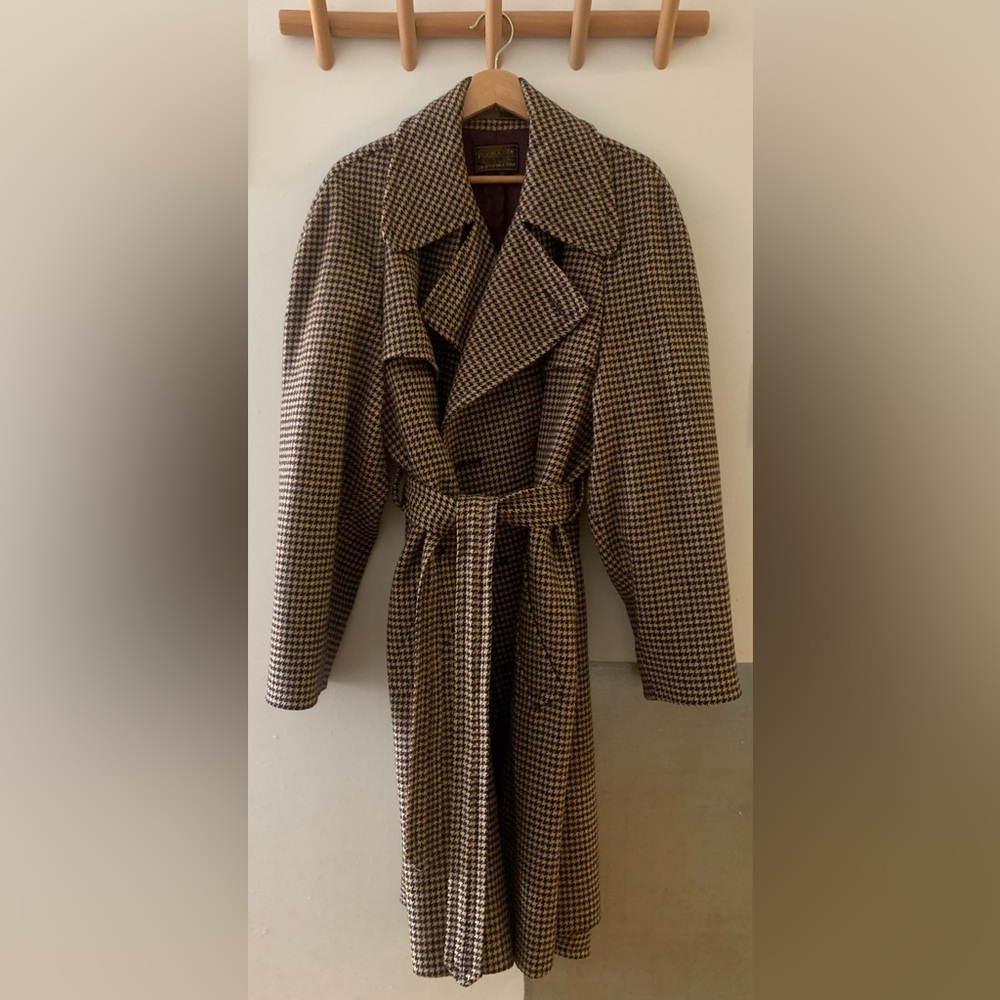 Vintage Pendleton Houndstooth Wool Trench Coat